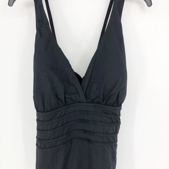 LA BLANCA Island Goddess One Piece Swimsuit 22W Black Multi-Strap Cross-Back - Picture 4 of 11